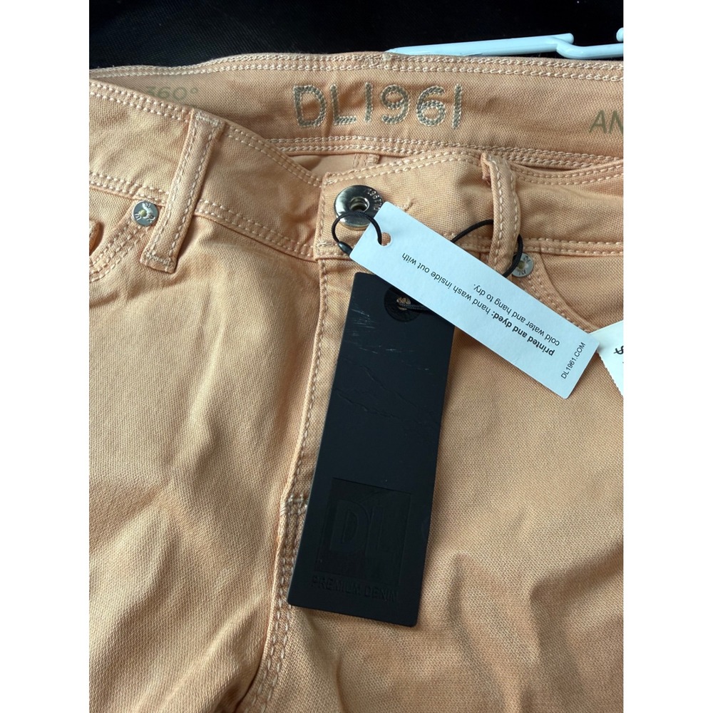 DL1961 Angel Mid-Rise Skinny Ankle Jeans Peach Apricot 4-Way Stretch Size 26 NEW
